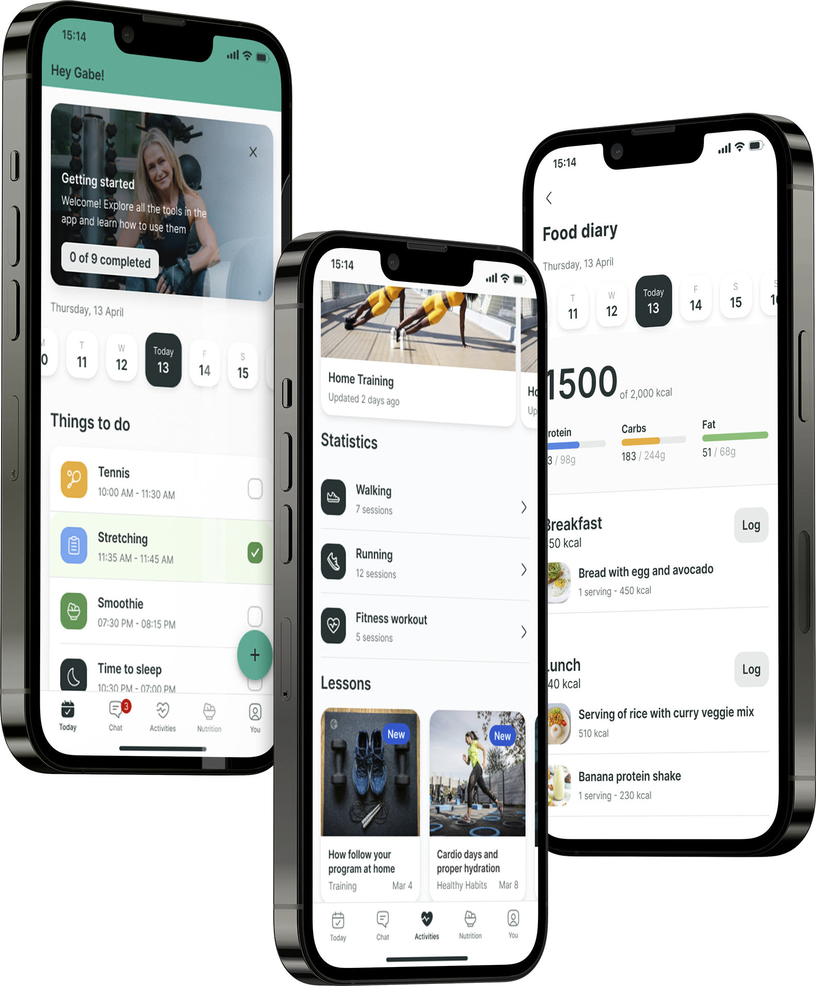 A mockup of the coaching app showcasing the features.